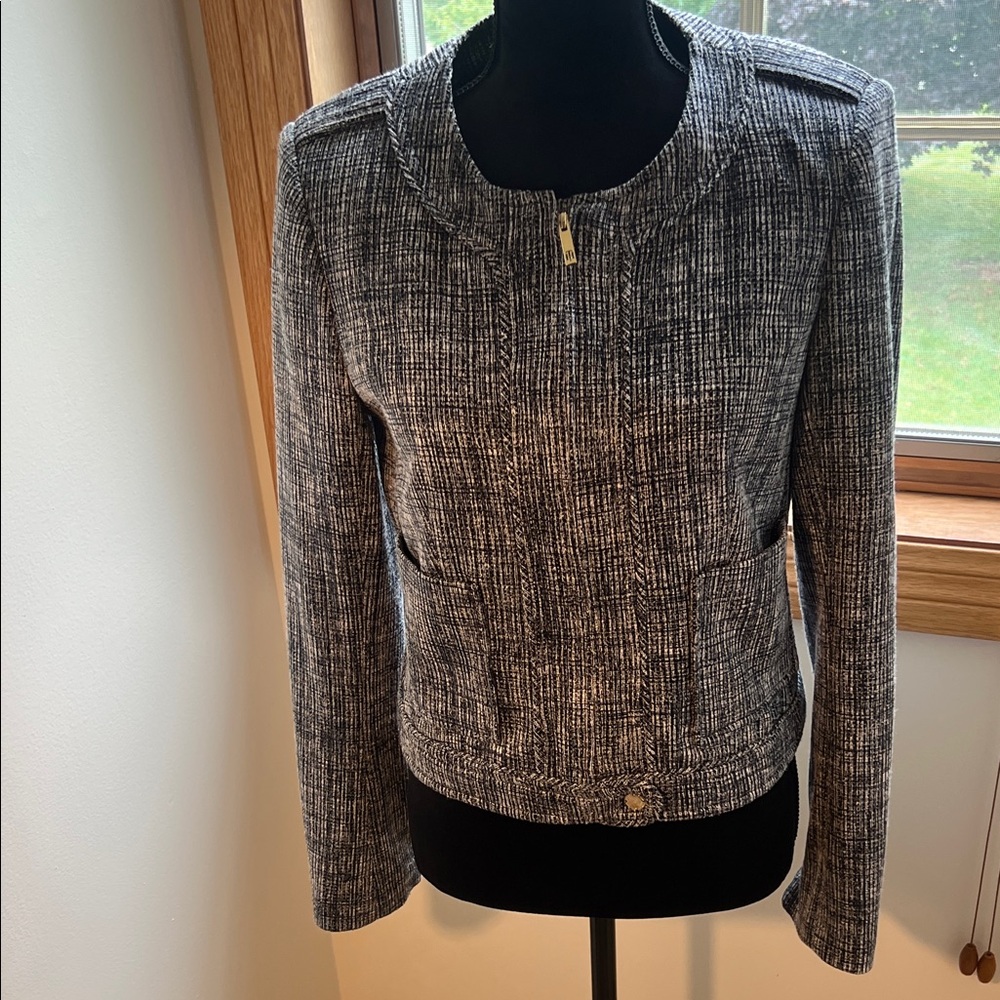 Women's Navy and White Tweed blazer